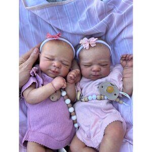 🆕18inch Realistic Cloth Body Twin Baby Dolls Sleeping Newborn Baby Doll Girls